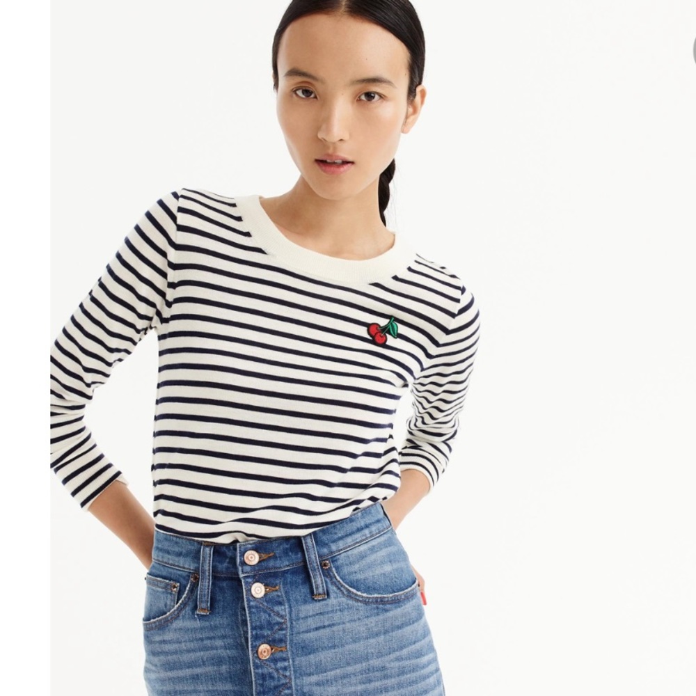 Striped J crew Cherry Sweater
